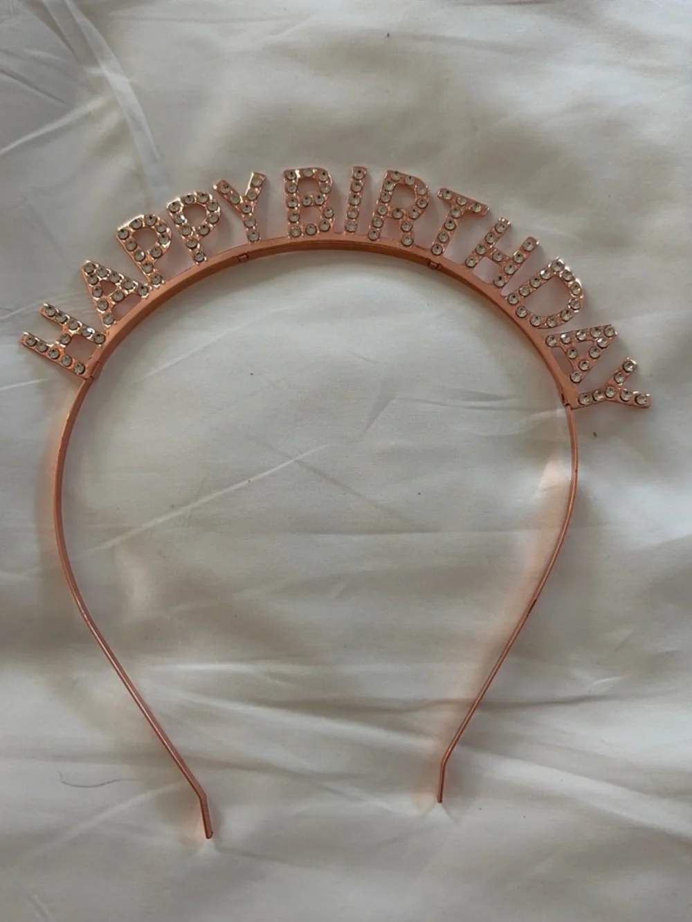 Rose Gold Happy Birthday Rhinestone Headband - Party Hat Accessory
